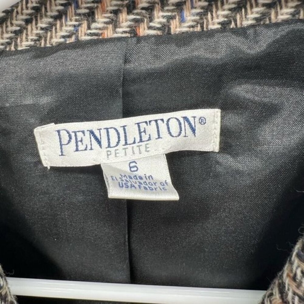 Pendleton Brown Chevron Suit Jacket Blazer Size 6… - image 6